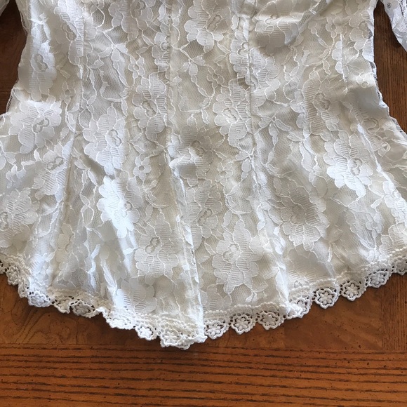 80's Vintage BLOUSE Beautiful White Light Cream Lace Women's Bridal Wedding Top - Picture 11 of 14